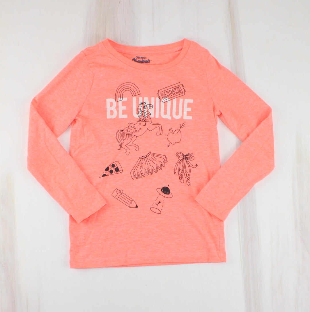 OSH KOSH NEON ORANGE LONG SLEEVE TOP 6Y PRE-LOVED