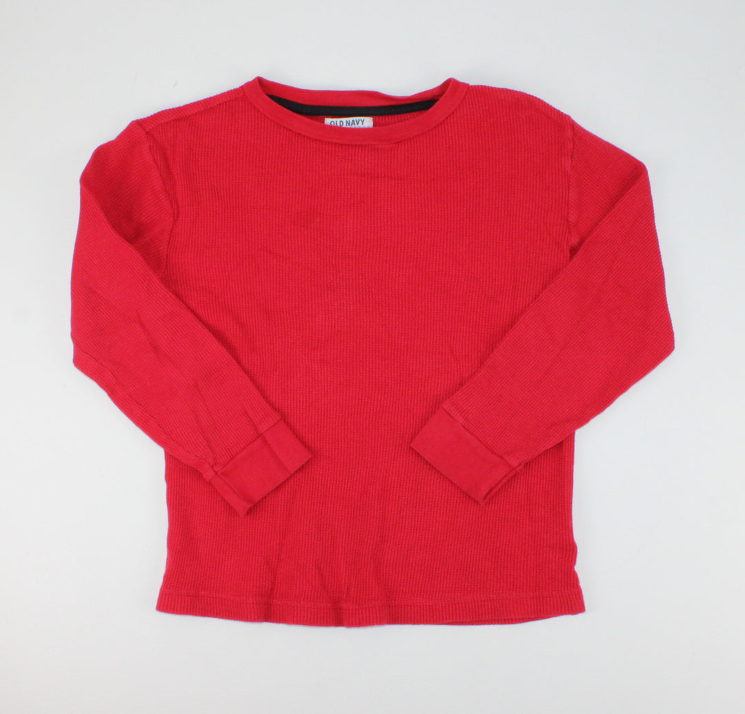 OLD NAVY RED WAFFLE LS TOP 6-7Y EUC