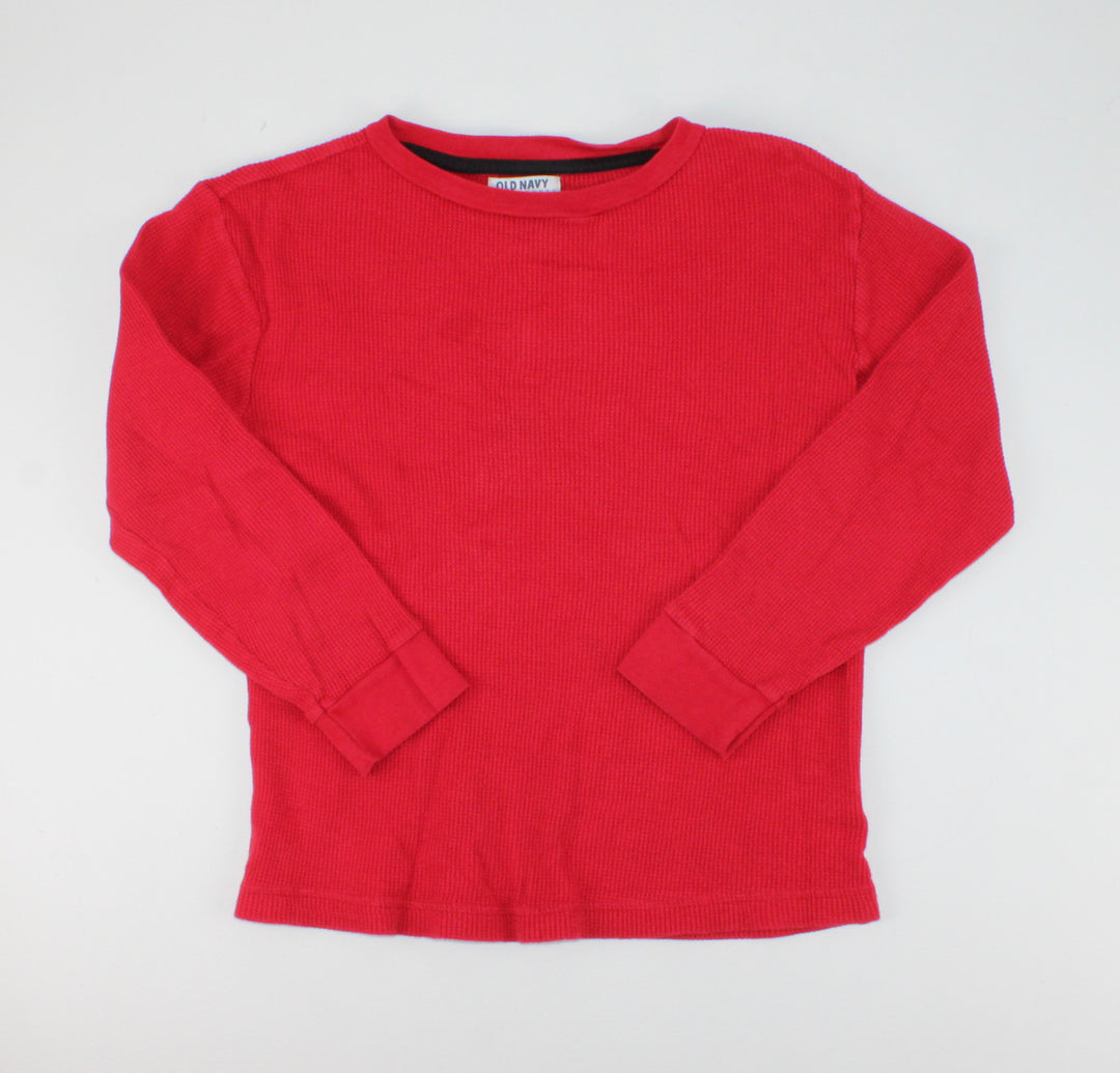 OLD NAVY RED WAFFLE LS TOP 6-7Y PRE-LOVED