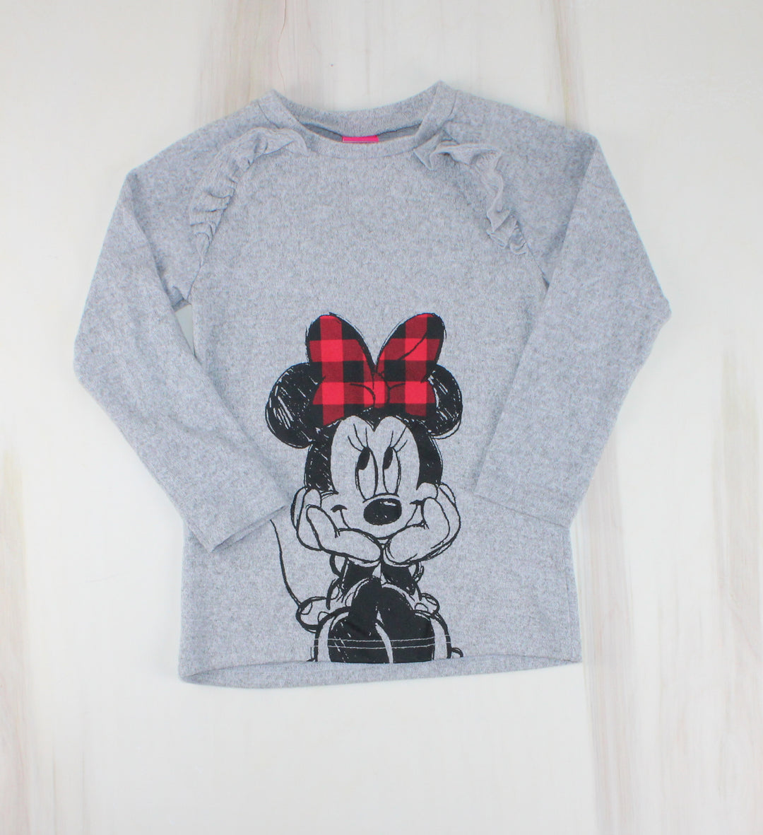 DISNEY MINNIE MOUSE LIGHT GREY STRETCH SWEATER 5Y EUC