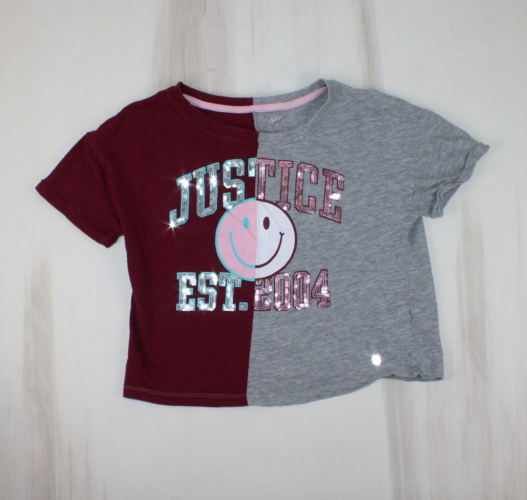 JUSTICE SMILEY SHIRT 12-14Y PRE-LOVED
