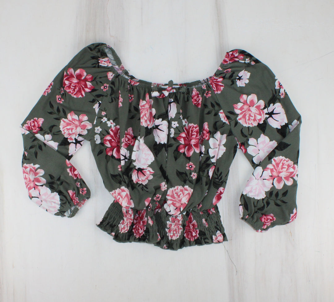 BELLA & BIRDIE FLORAL CROPPED TOP 10/12Y PRE-LOVED