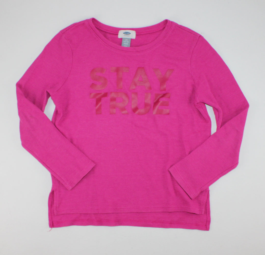 OLD NAVY WAFFLE TOP "STAY TRUE" 10/12Y PRE-LOVED