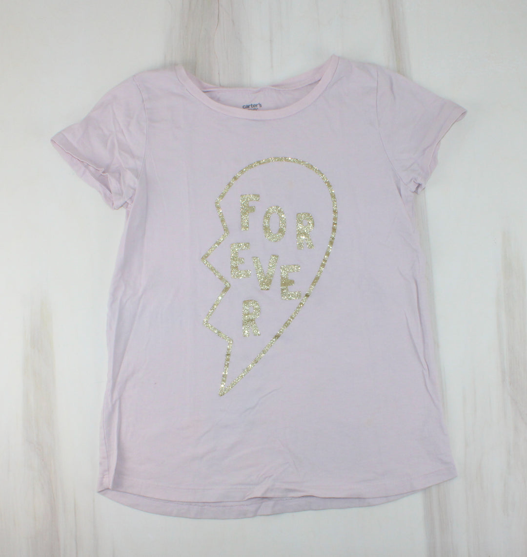 CARTERS "FOREVER" PALE PINK TSHIRT 14Y VGUC