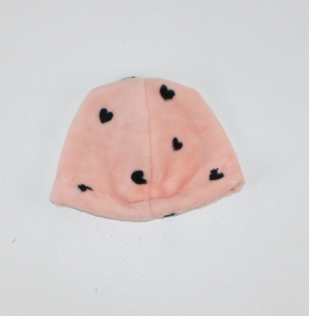 PEACH FLEECE HEART HAT APPROX 2Y PRE-LOVED