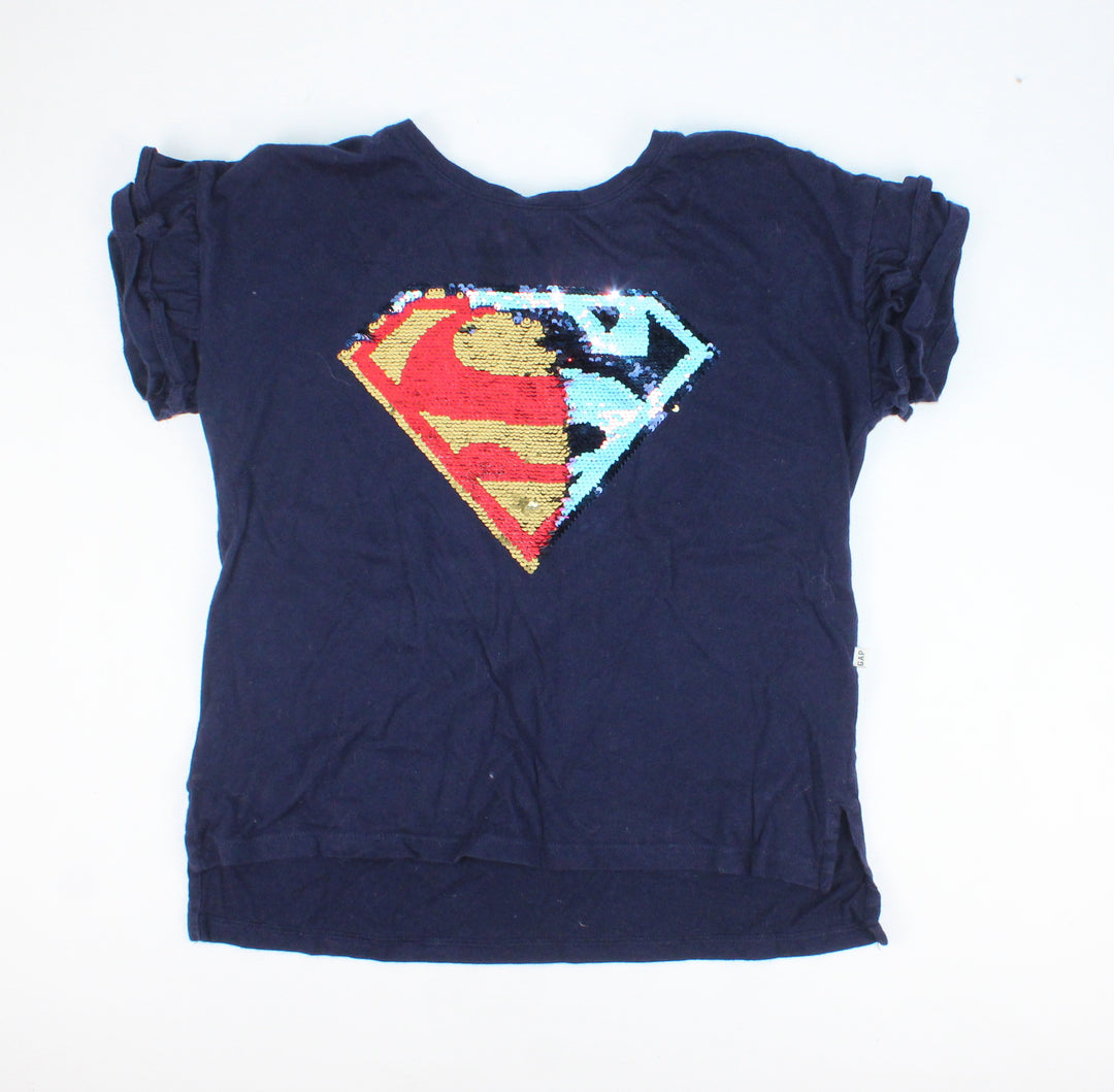 GAP SUPERMAN REVERSIBLE LOGO TEE YMED EUC