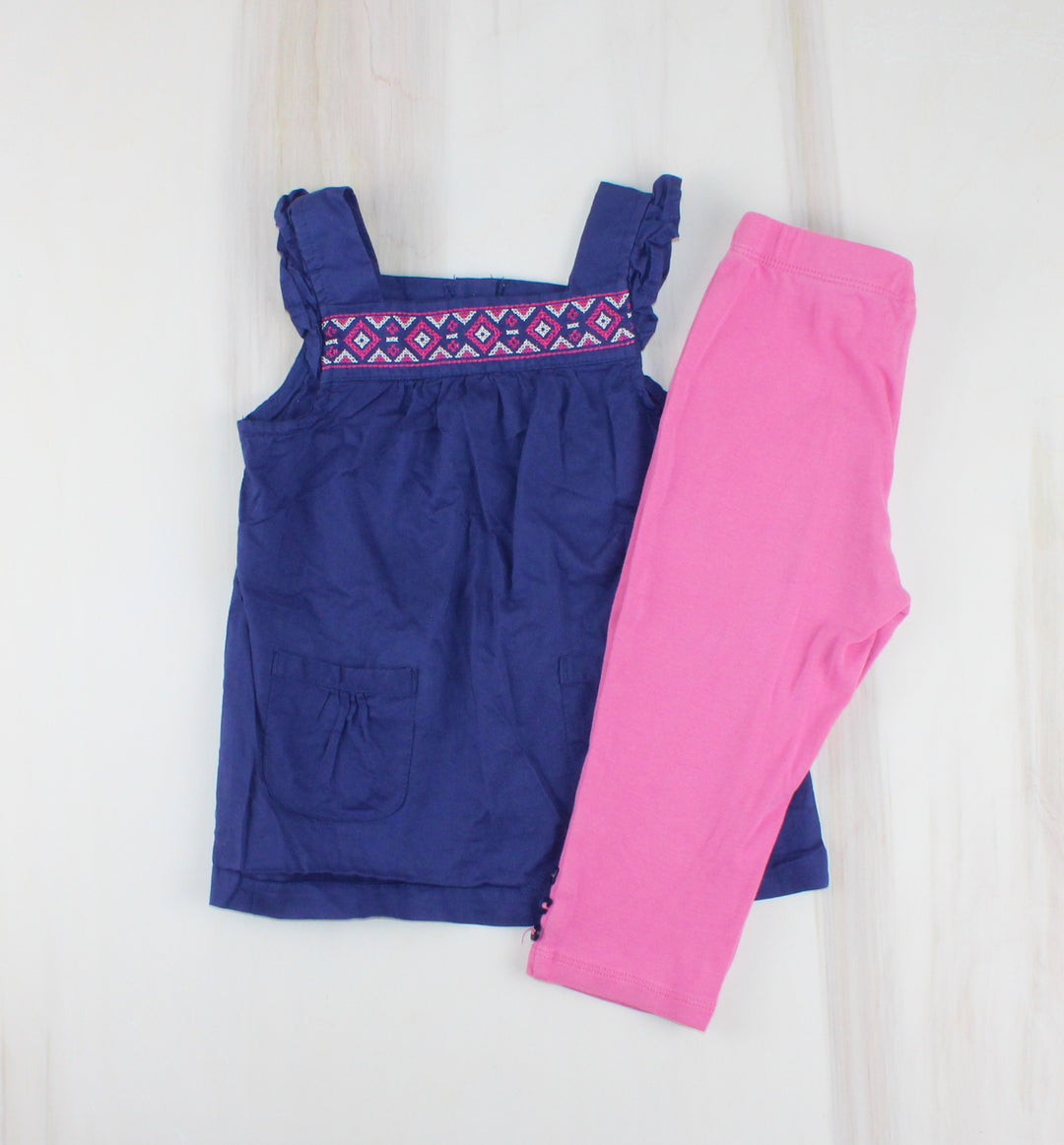 CARTERS NAVY/PINK OUTFIT 24M EUC