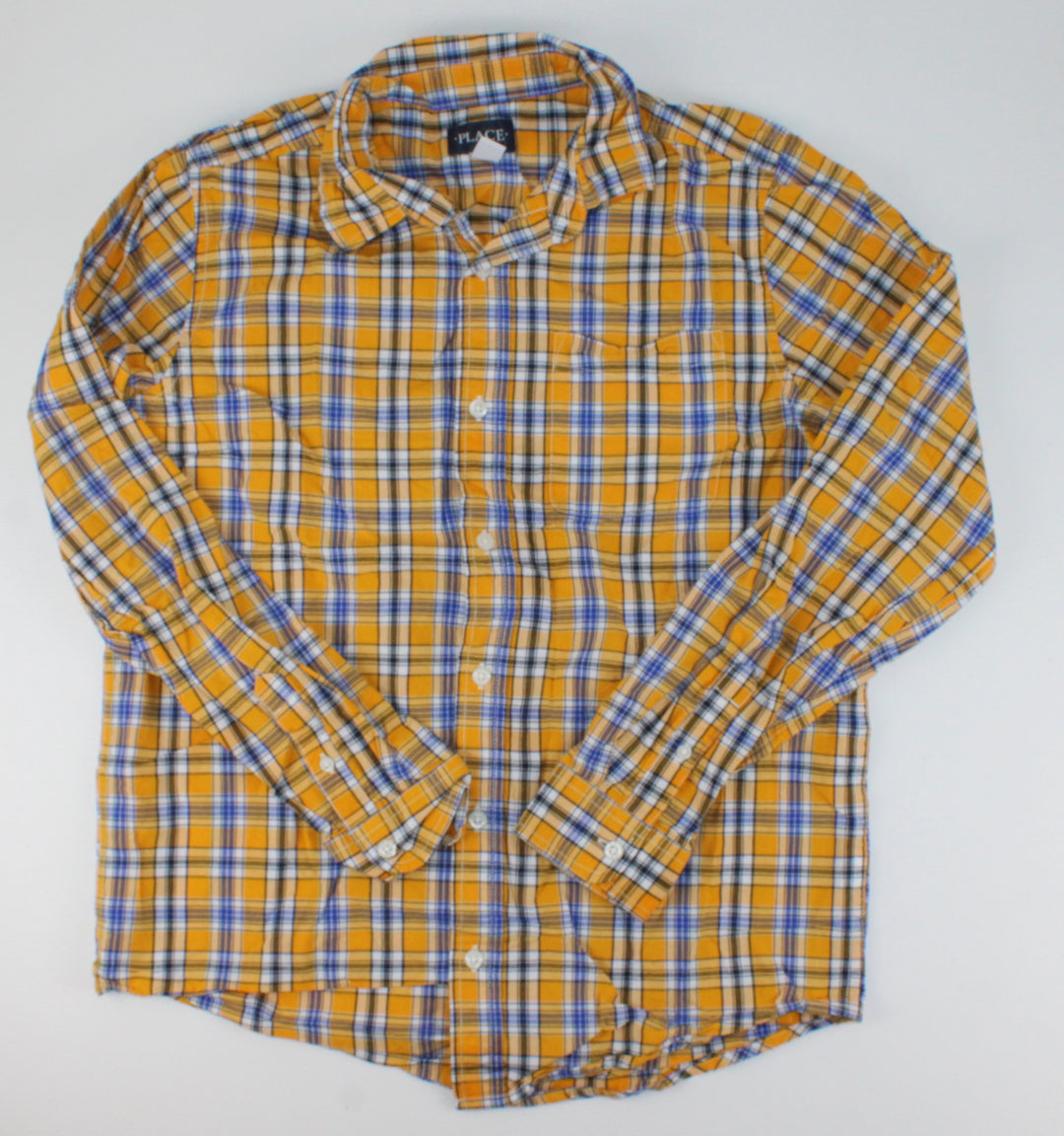 CHILDRENS PLACE YELLOW PLAID LONG SLEEVE TOP 16Y EUC