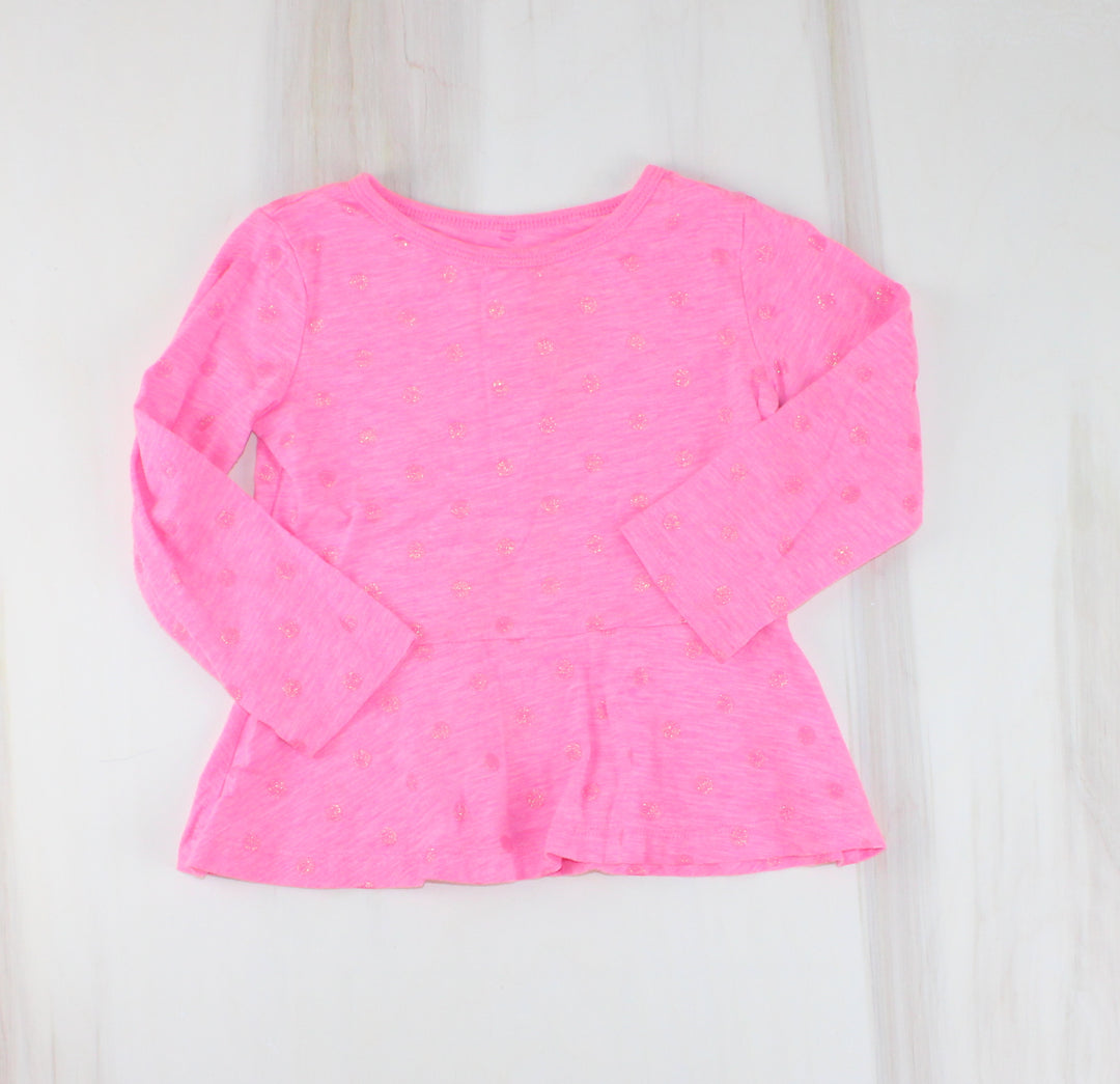 CARTERS PINK GLITTER POLKA DOT TOP 4Y VGUC