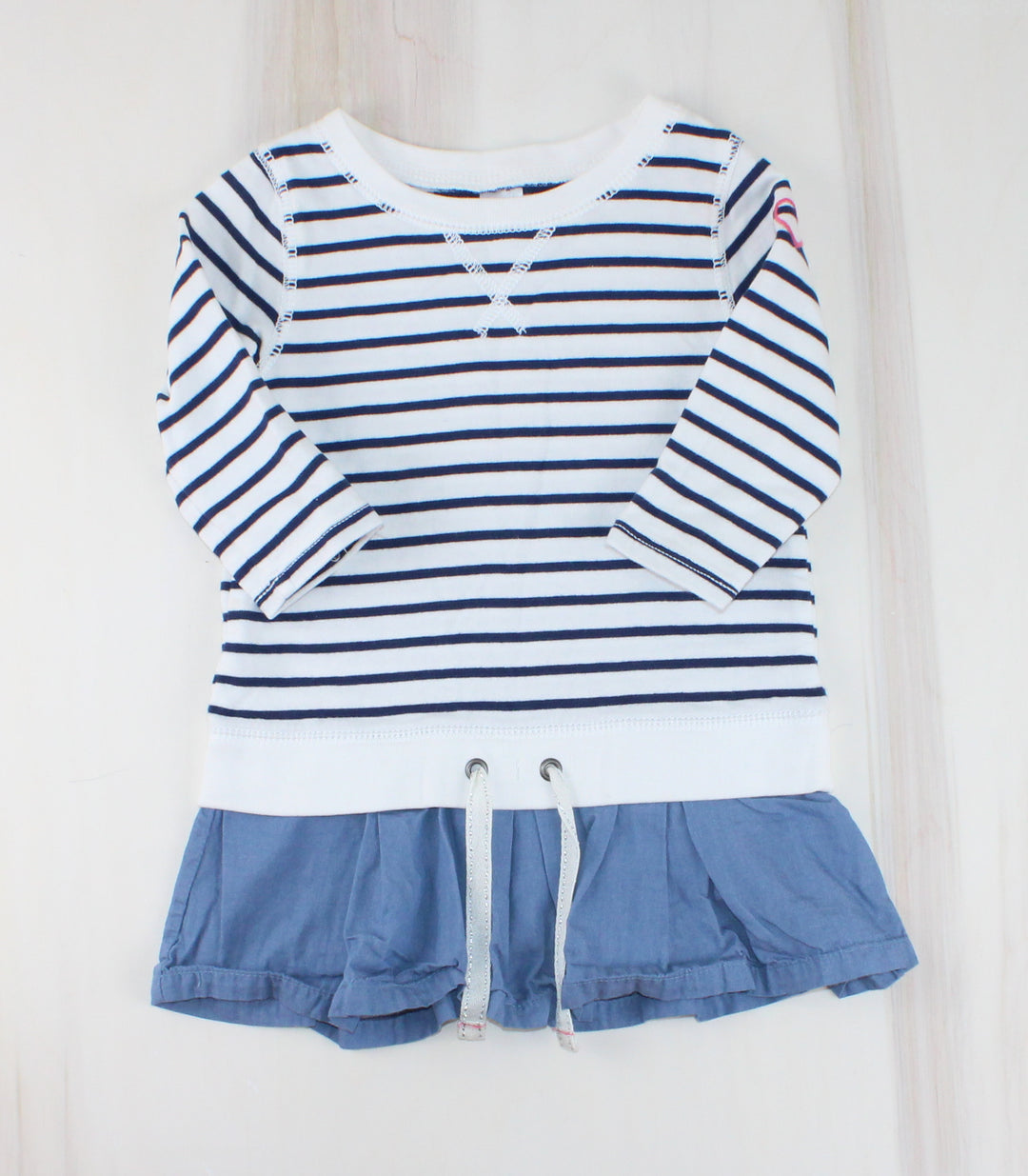 CARTERS STRIPED LONG TOP WITH DENIM BOTTOM 4Y EUC