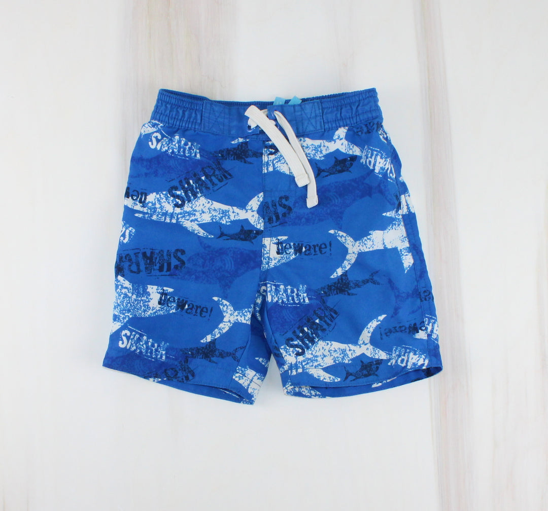 JOE FRESH SHARK SWIM SHORTS BLUE 2Y EUC