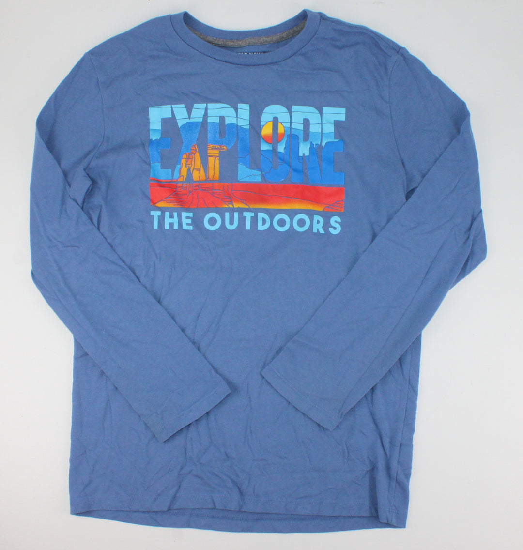 OLD NAVY EXPLORE THE OUTDOORS LONG SLEEVE TOP 18Y EUC