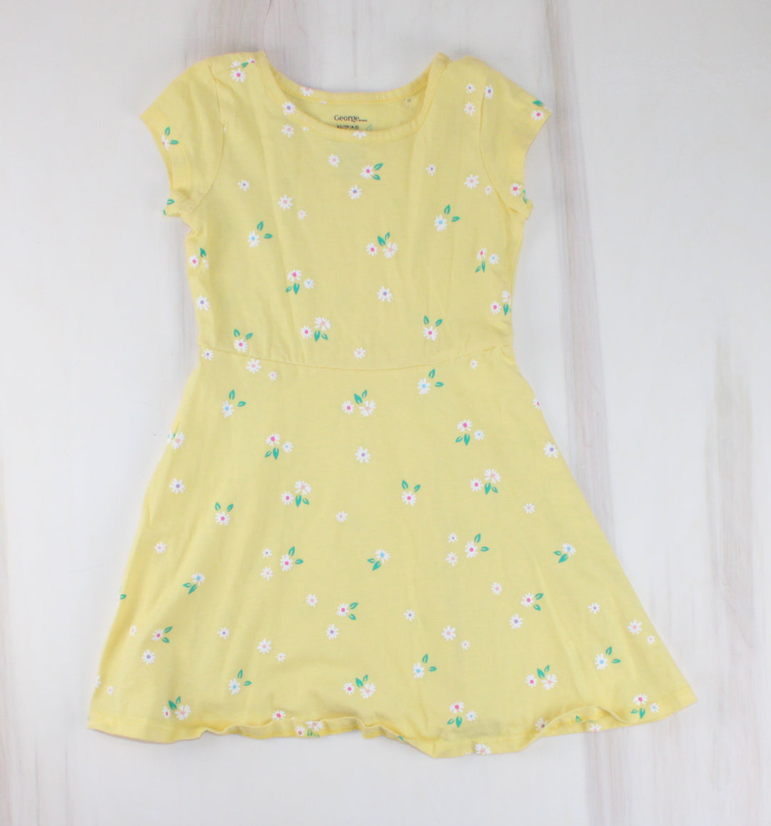 GEORGE YELLOW DRESS WITH DAISIES 4-5Y PRE-LOVED
