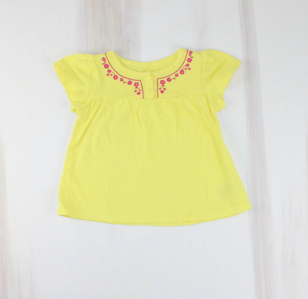 OSH KOSH YELLOW & PINK TOP 12M EUC