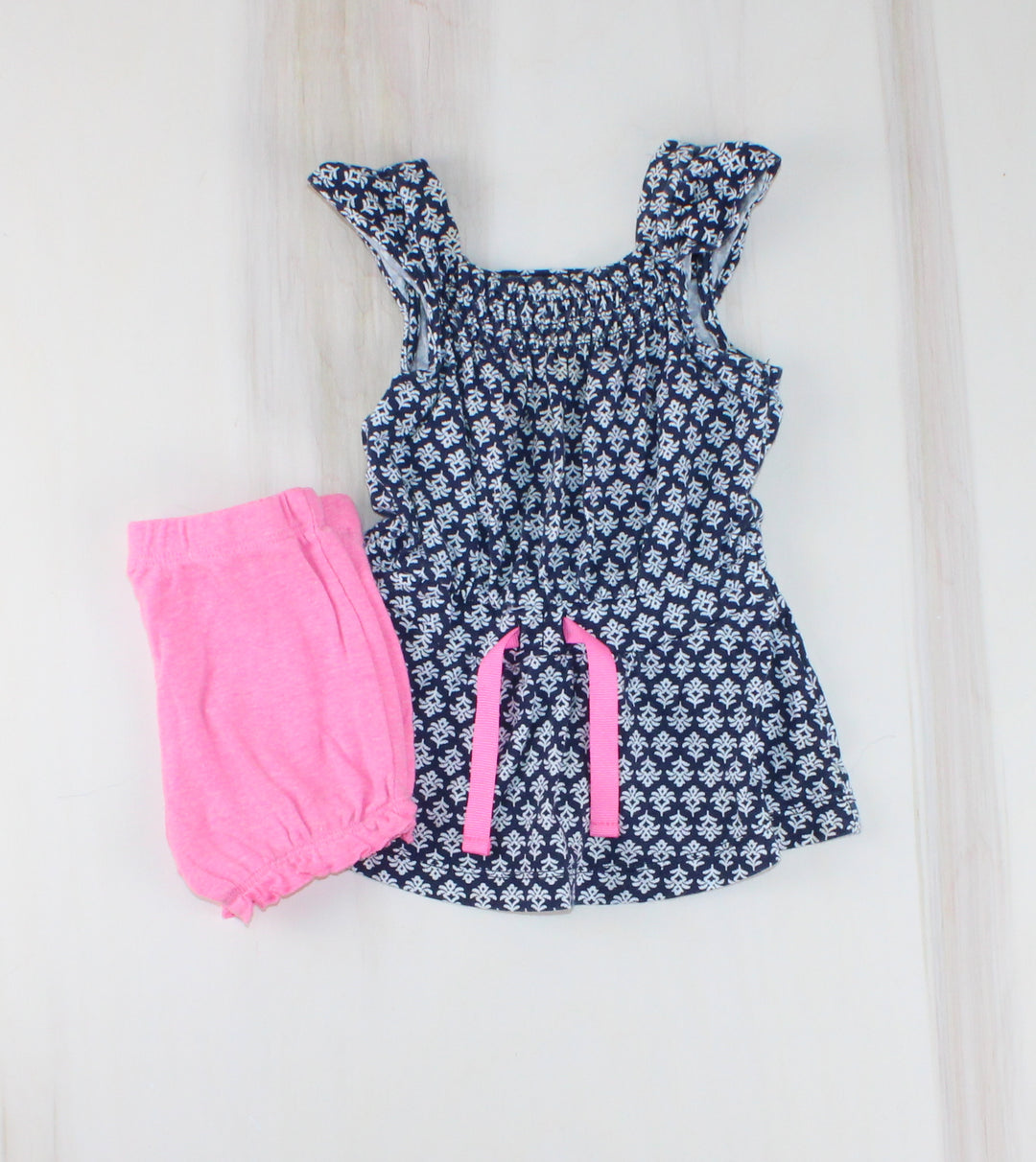 CARTERS NAVY & PINK OUTFIT 12M EUC