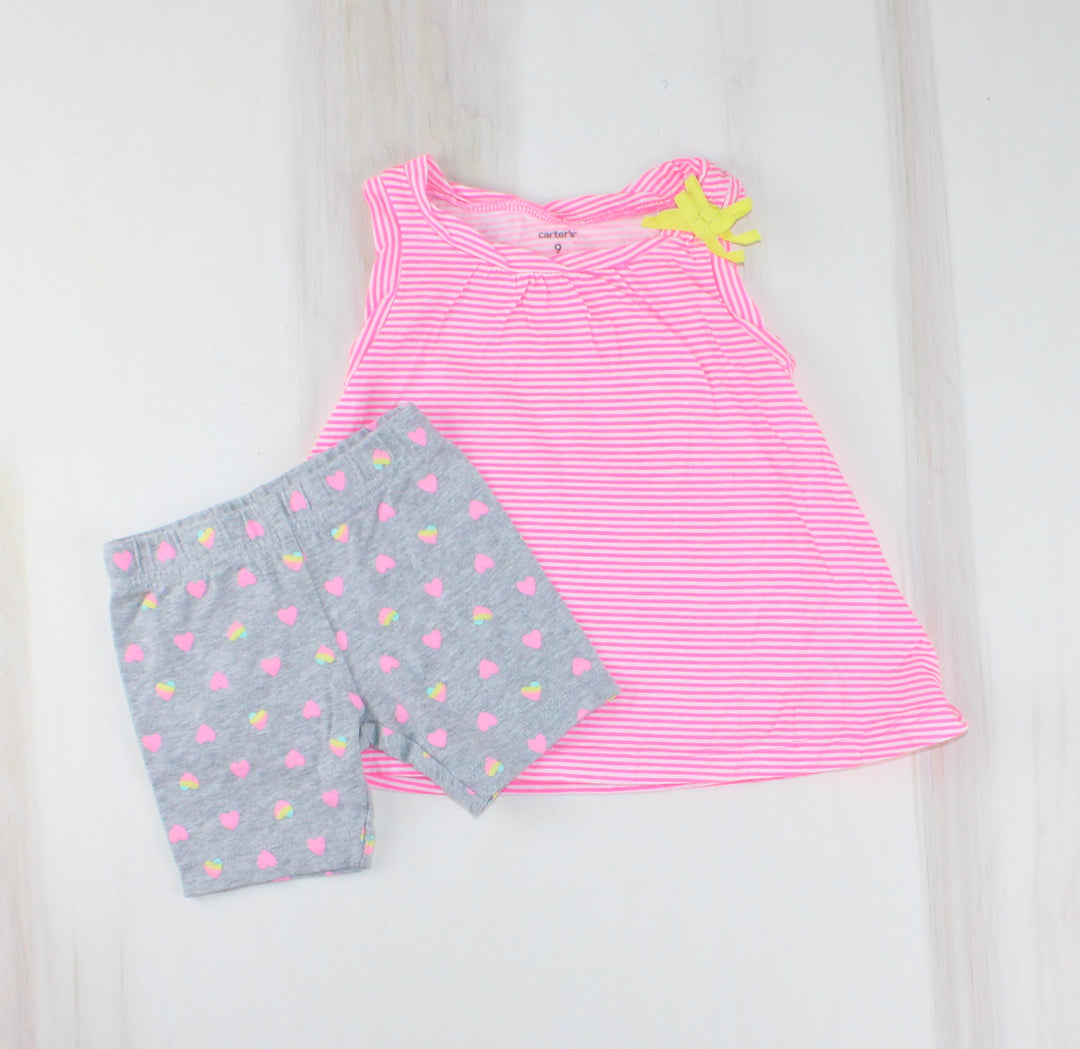 CARTERS NEON PINK OUTFIT 9M EUC