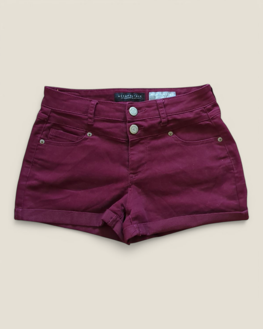 AEROPOSTALE HIGH WAISTED PLUM SHORTS LADIES SIZE 2 PRE-LOVED