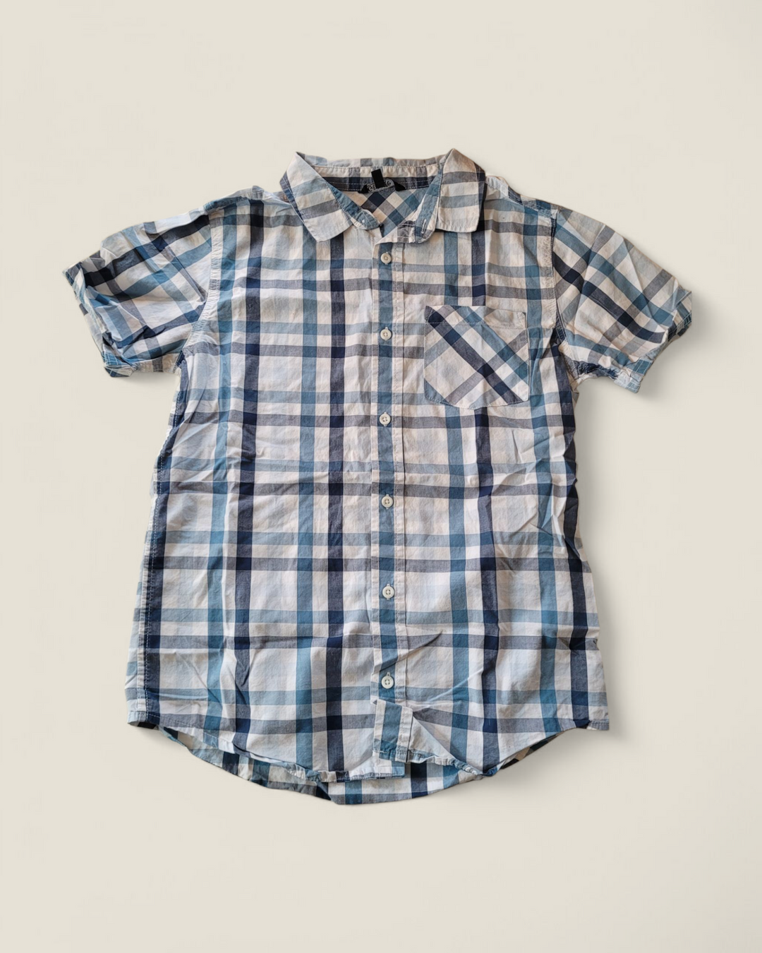 GEORGE BLUE PLAID BUTTON UP TOP 14/16Y PRE-LOVED