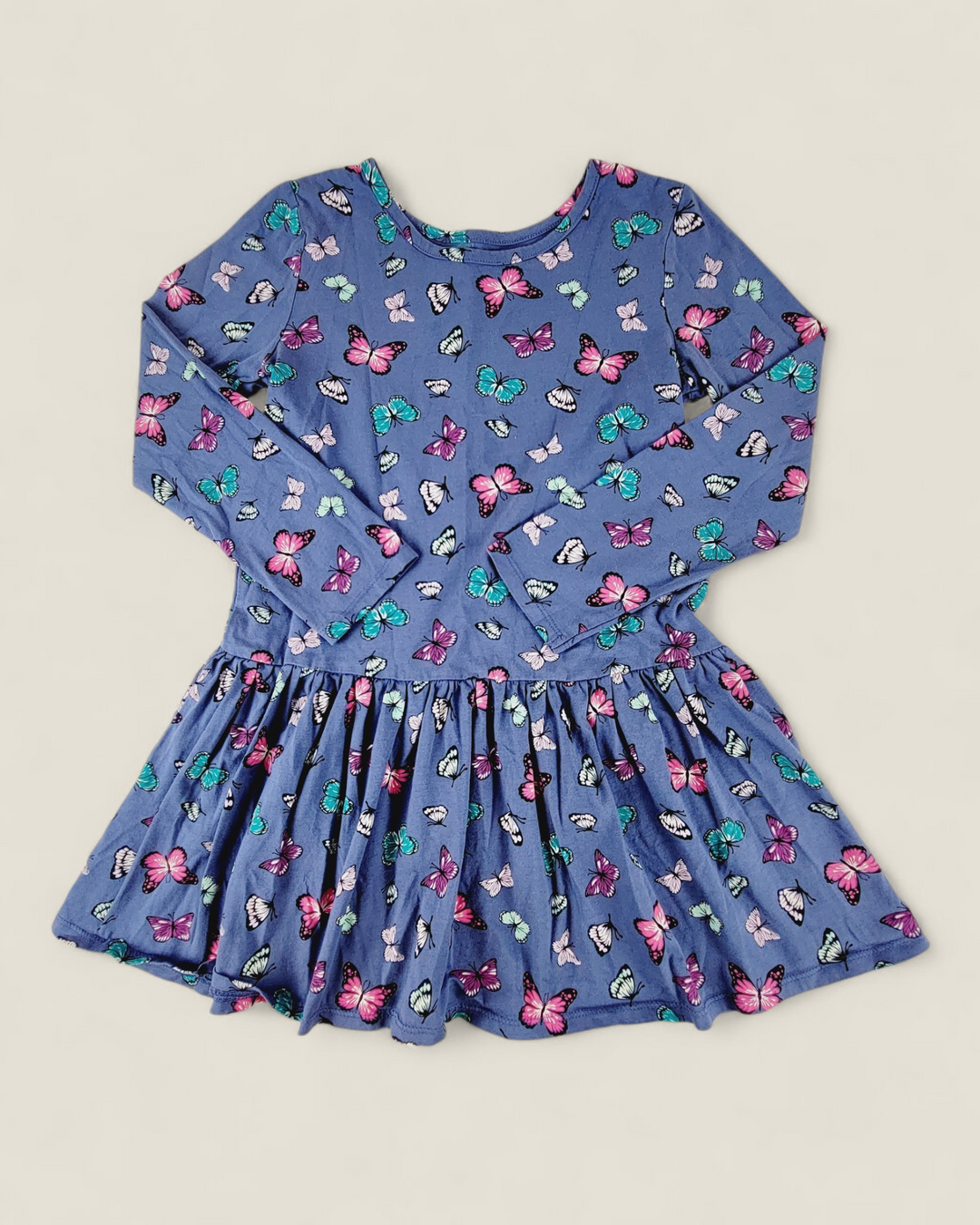 GEORGE BLUE BUTTERFLY DRESS GIRLS 7-8Y PRE-LOVED
