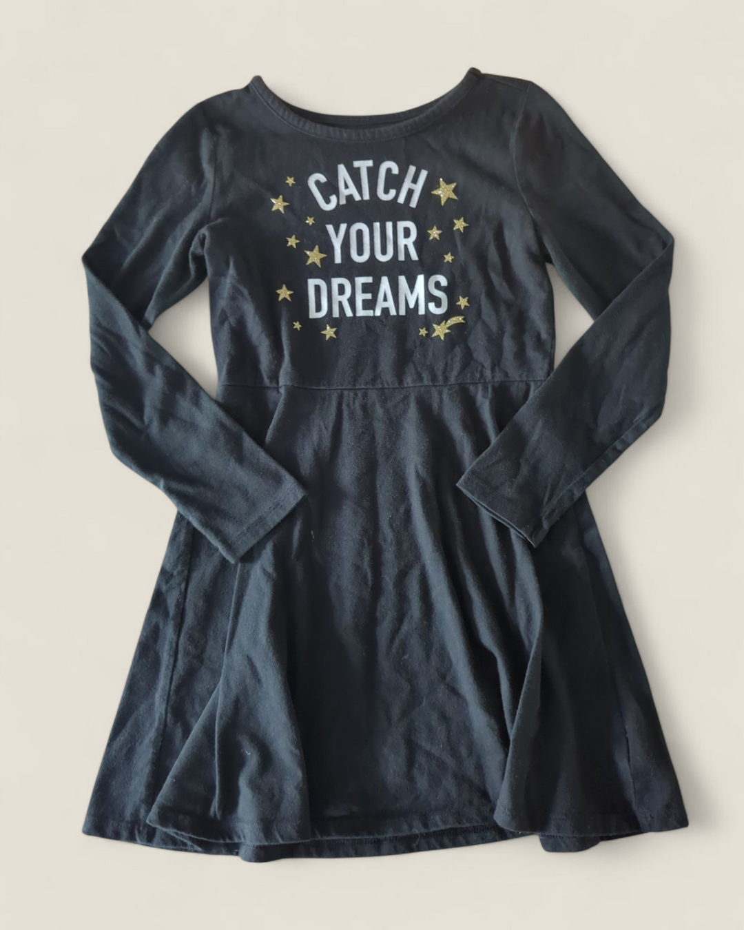 GEORGE CATCH YOUR DREAMS BLACK DRESS 6Y PRE-LOVED