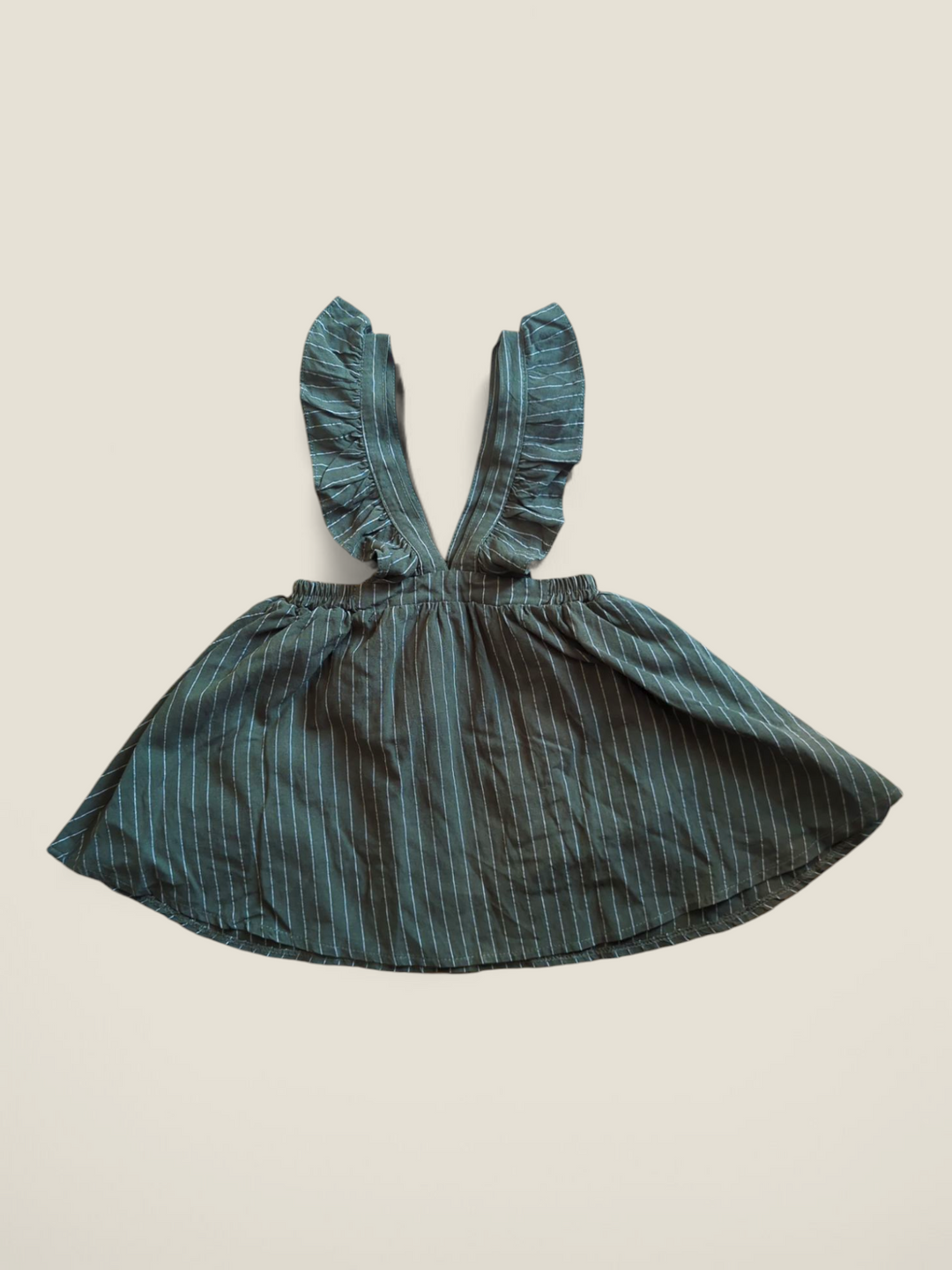 GREEN PINSTRIPED RUFFLE SKIRTALL APPROX 5-6Y PRE-LOVED