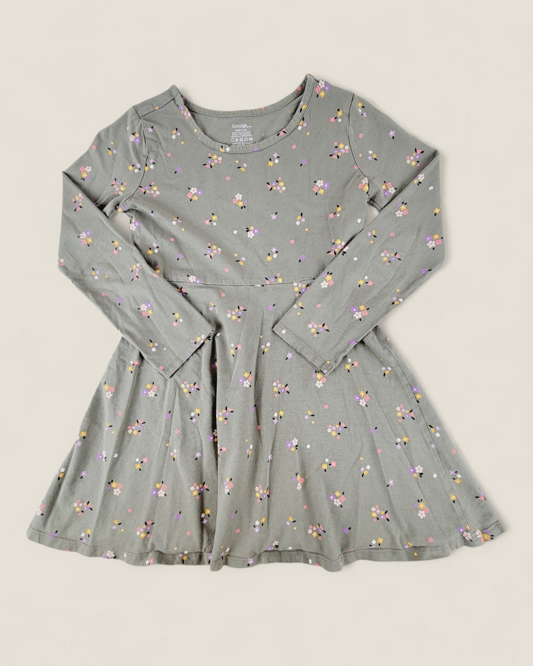 GEORGE GREEN FLORAL DRESS GIRLS 7-8Y PRE-LOVED