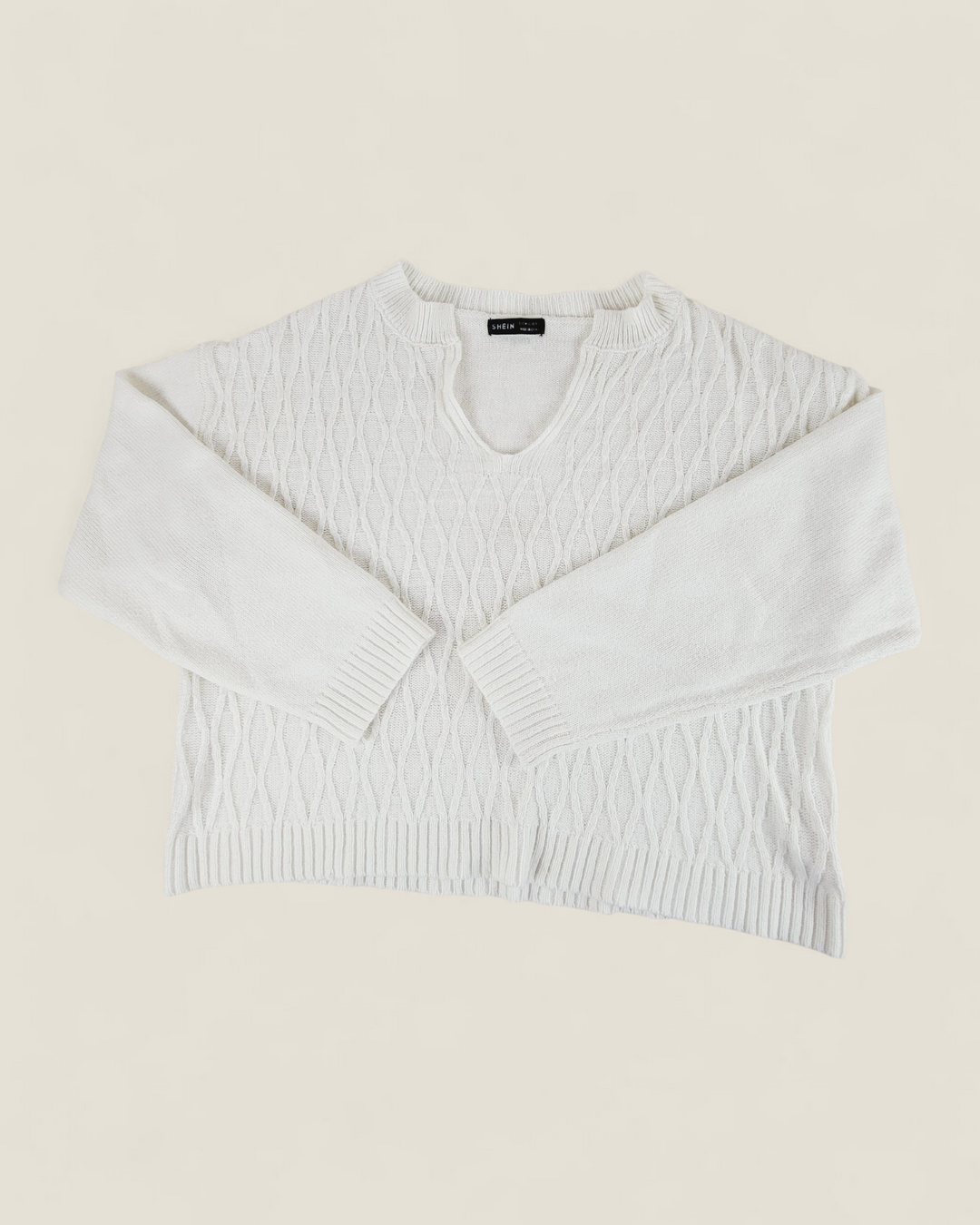 SHEIN WHITE SWEATER LADIES MEDIUM PRE-LOVED