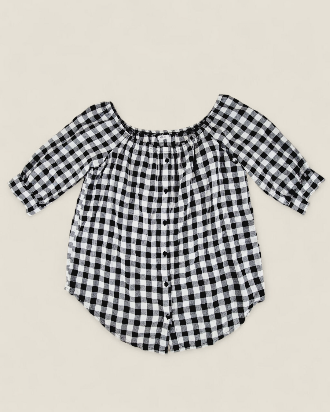 ARDENE PLAID ELBOW SLEEVE TOP LADIES LARGE PRE-LOVED