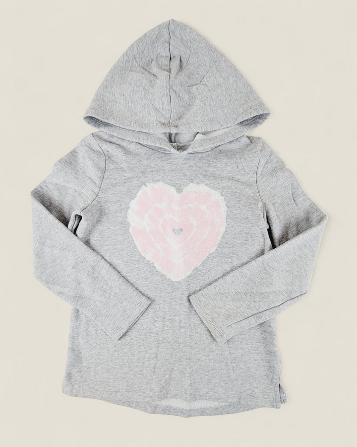 CARTERS GREY HEART HOODIE GIRLS 8Y PRE-LOVED
