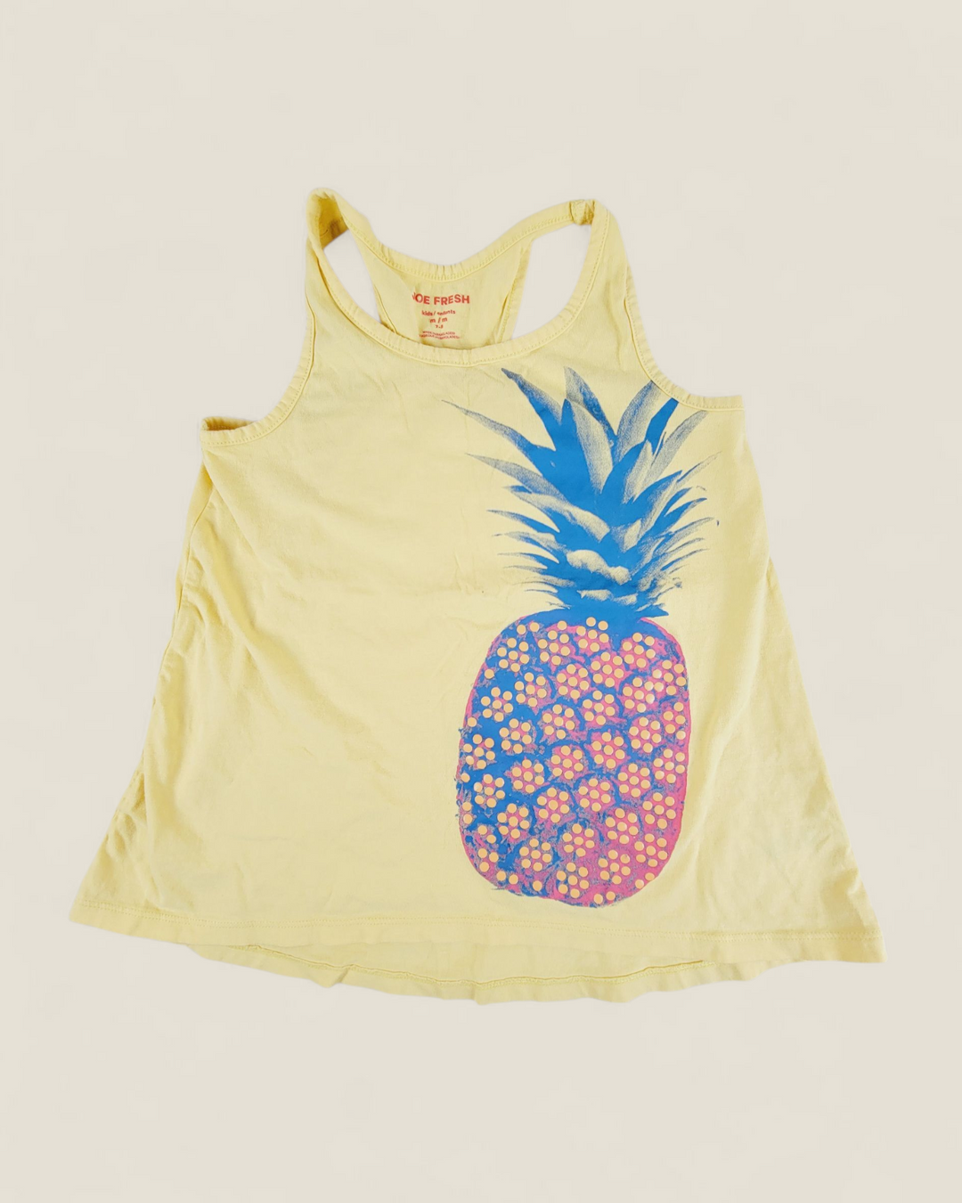 JOE FRESH PINEAPPLE TANK TOP 7-8Y PRE-LOVED