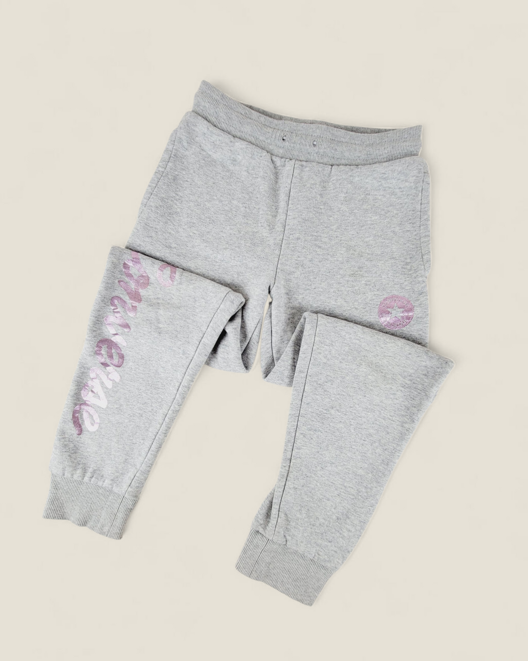 CONVERSE GREY TRACK PANTS GIRLS 10-12Y PRE-LOVED