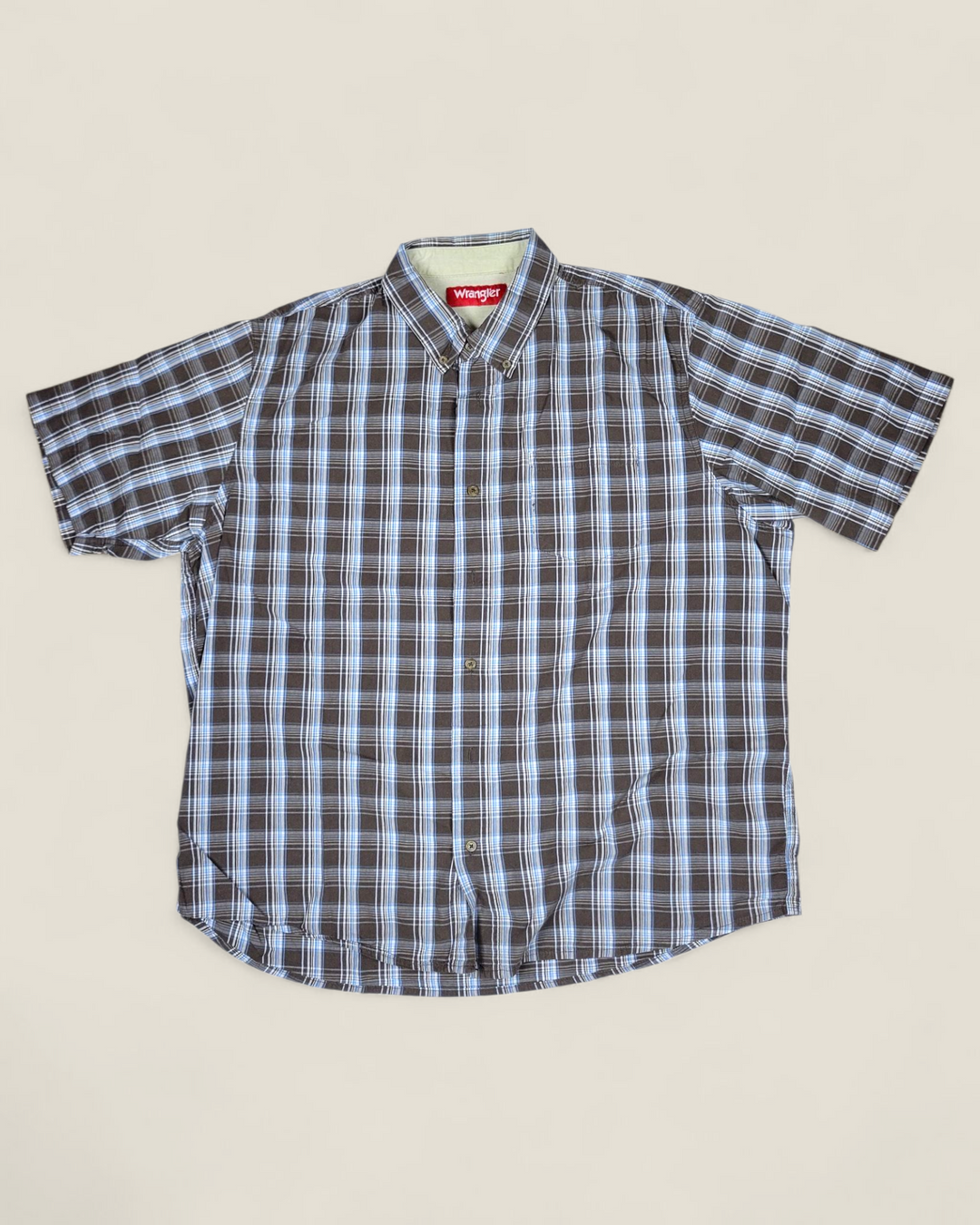 WRANGLER GREY AND BLUE PLAID SHIRT MENS XL PRE-LOVED