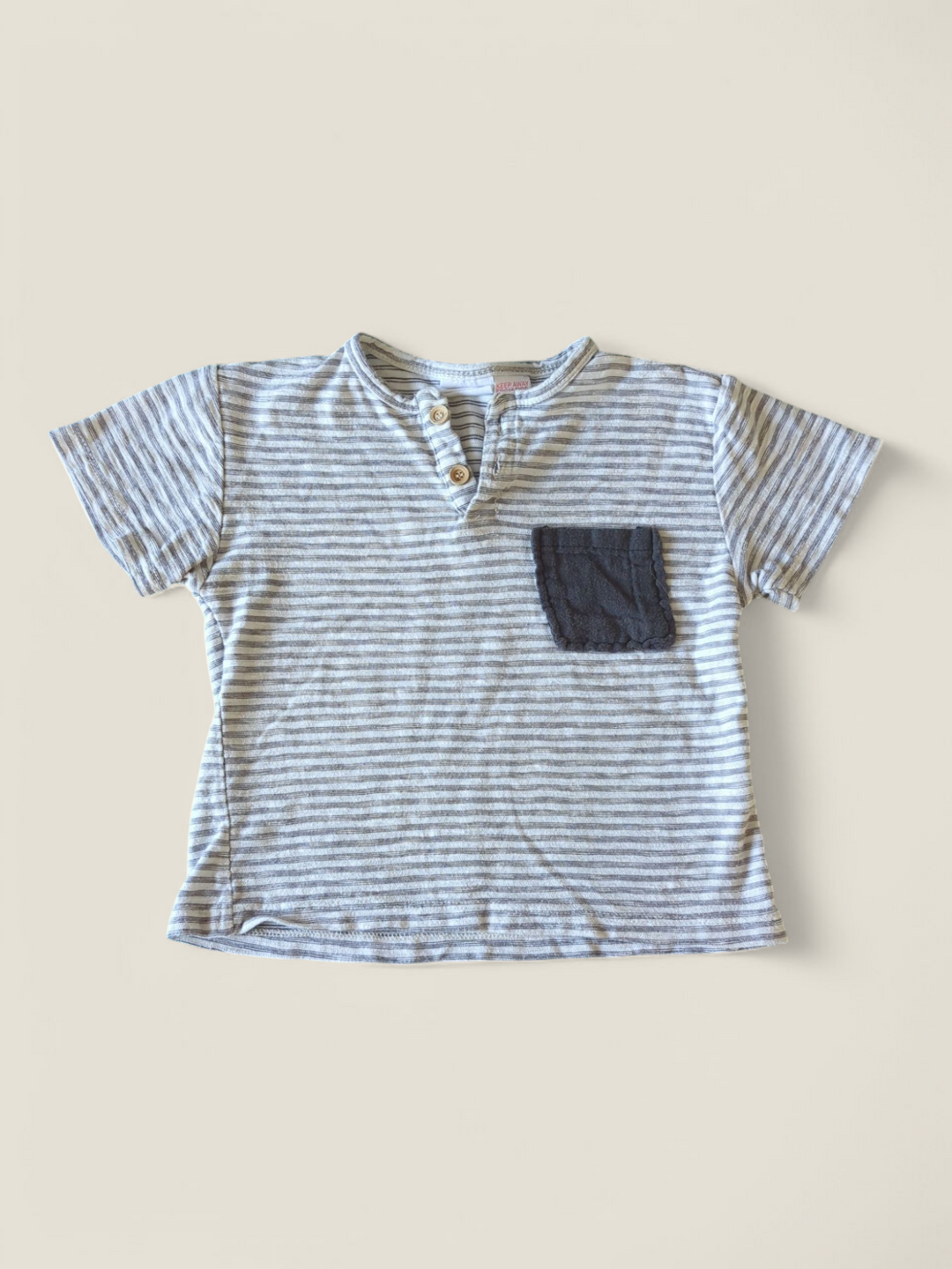 ZARA STRIPED POCKET TSHIRT 18-24M PRE-LOVED
