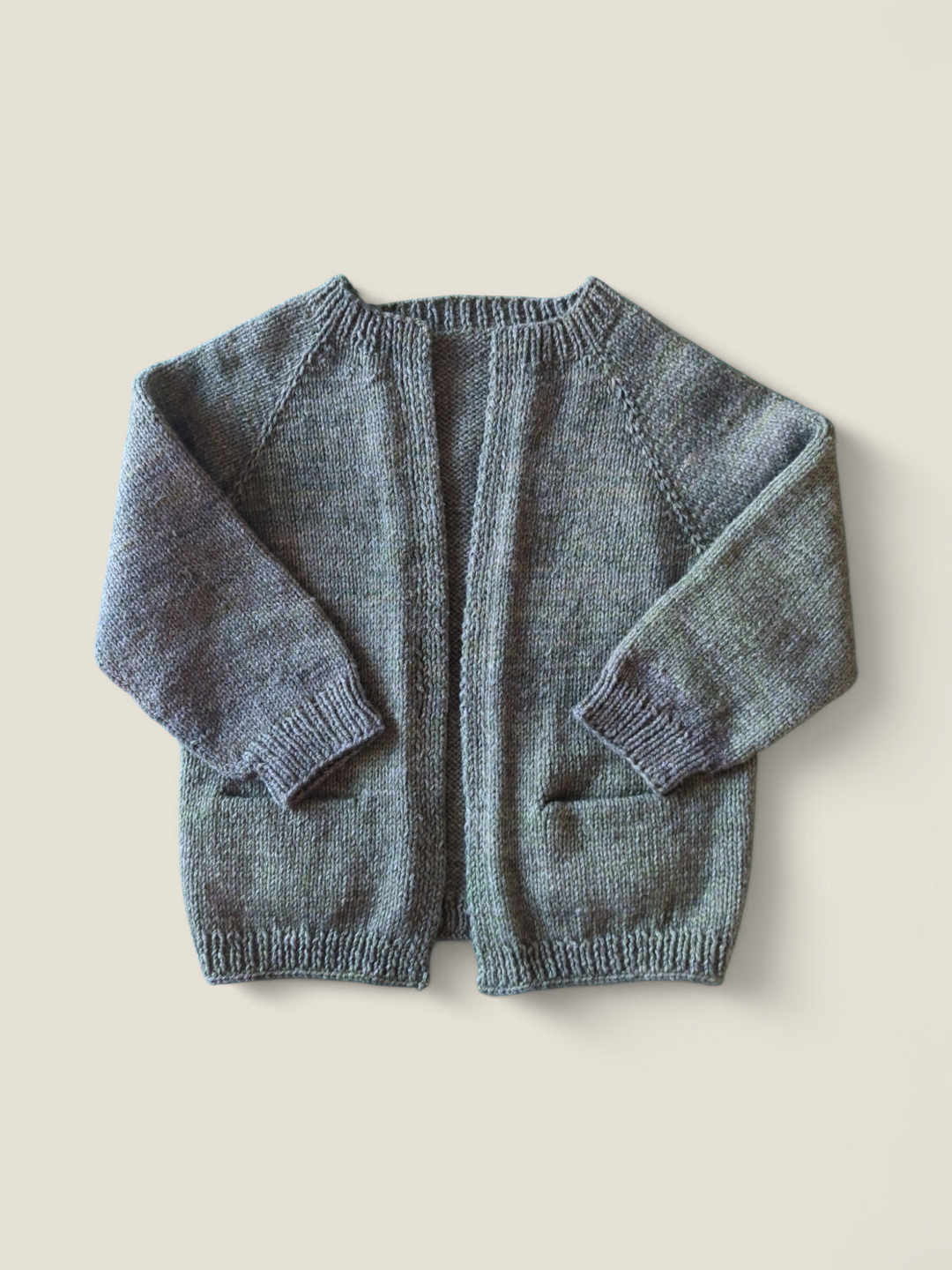 HANDMADE MOSS GREEN CARDIGAN APPROX 4-6Y PRE-LOVED