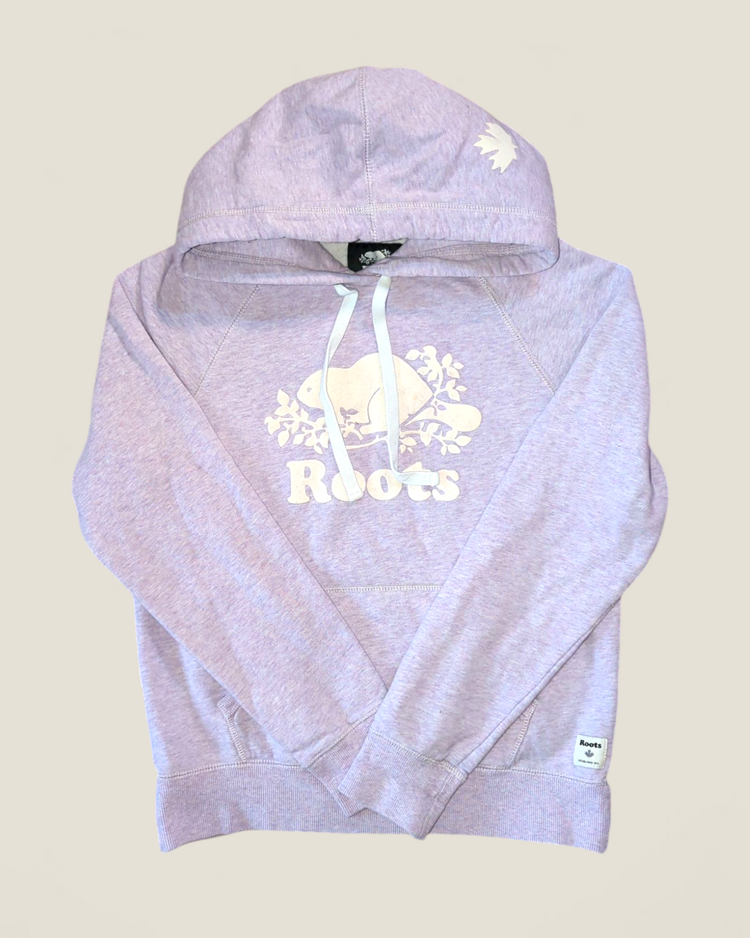 ROOTS LIGHT LILAC HOODIE LADIES SMALL PRE-LOVED