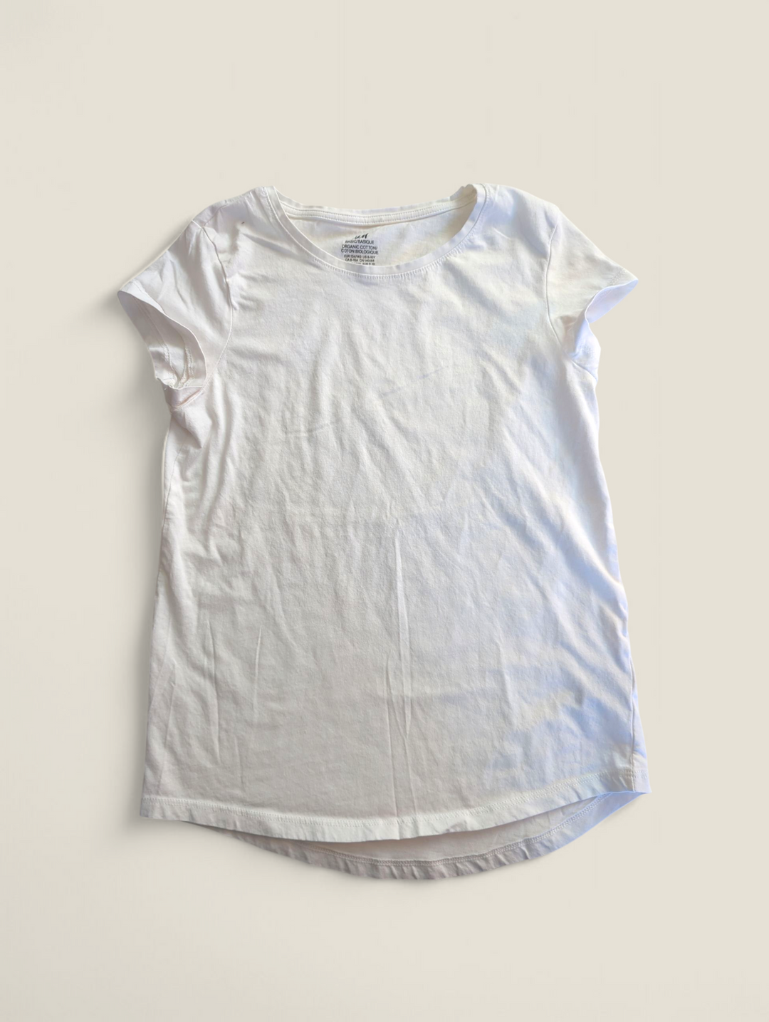 H&M ORGANIC COTTON WHITE TSHIRT 8-10Y PRE-LOVED