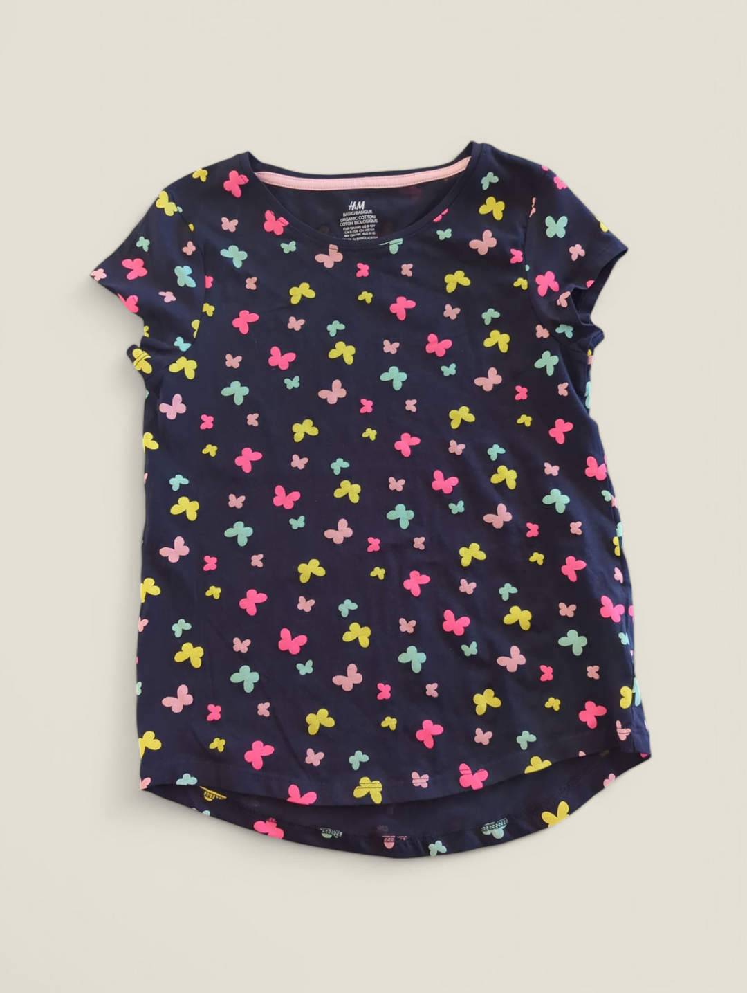 H&M ORGANIC COTTON BUTTERFLY TSHIRT 8-10Y PRE-LOVED