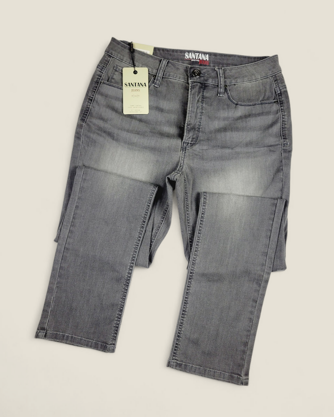 SANTANA CHARCOAL SLIM LEG HIGH RISE JEANS LADIES SIZE 10 PRE-LOVED
