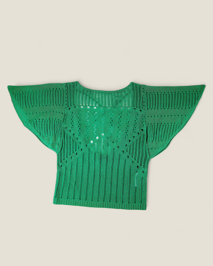 KAREN MILLEN GREEN LACEY TOP LADIES XS PRE-LOVED (WITH TAGS)