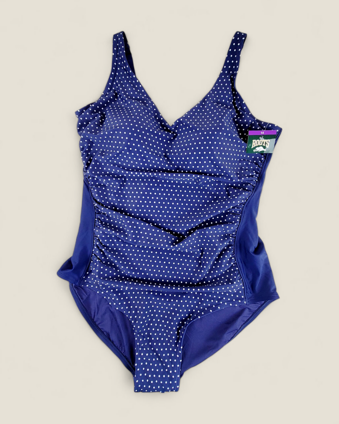 ROOTS NAVY SWIMSUIT LADIES SIZE 14 PRE-LOVED (WITH TAGS)