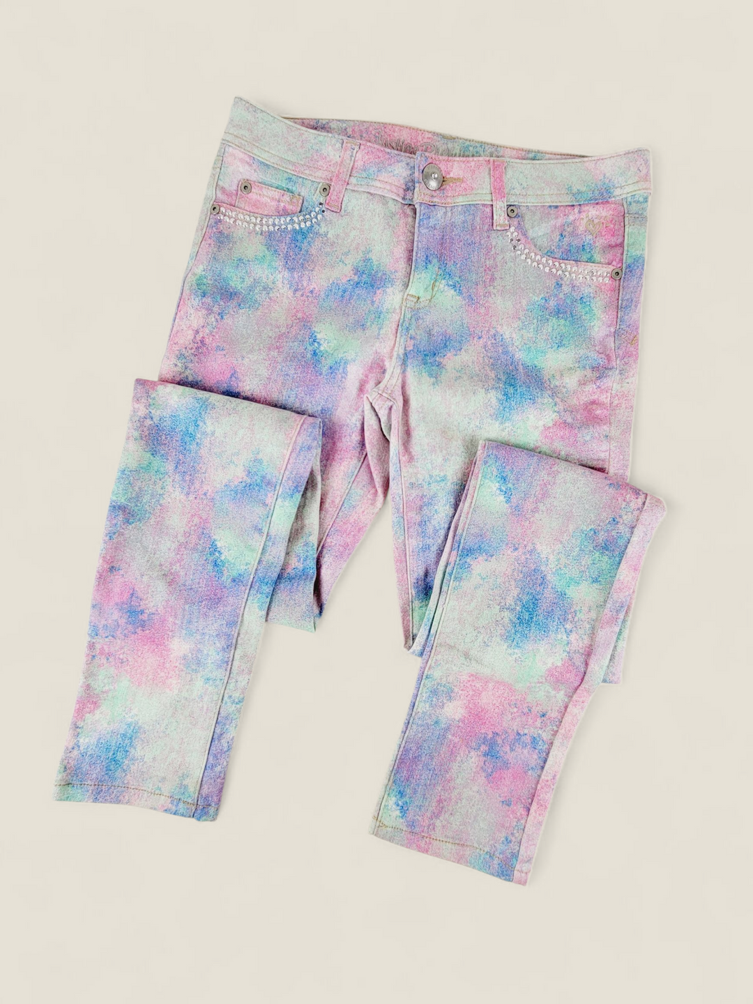 JUSTICE TYE DYE LOW RISE JEANS 16Y PRE-LOVED