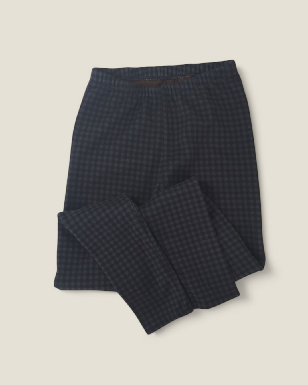 CHECKERED BLACK & GREY THICK LINED LEGGINGS APPROX 14-16Y PRE-LOVED