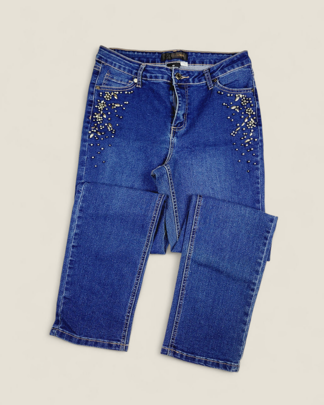 GG JEANS BEADED STRETCH JEANS LADIES SIZE 10 PRE-LOVED