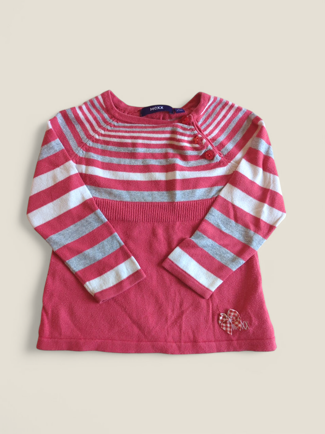 MEXX PINK STRIPED SWEATER DRESS 18-24M PRE-LOVED
