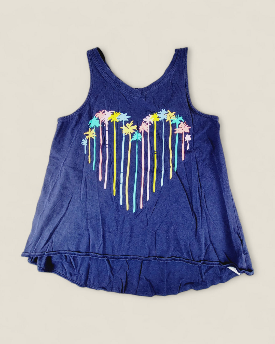 OLD NAVY PALM TREE TANK TOP GIRLS 8Y PRE-LOVED