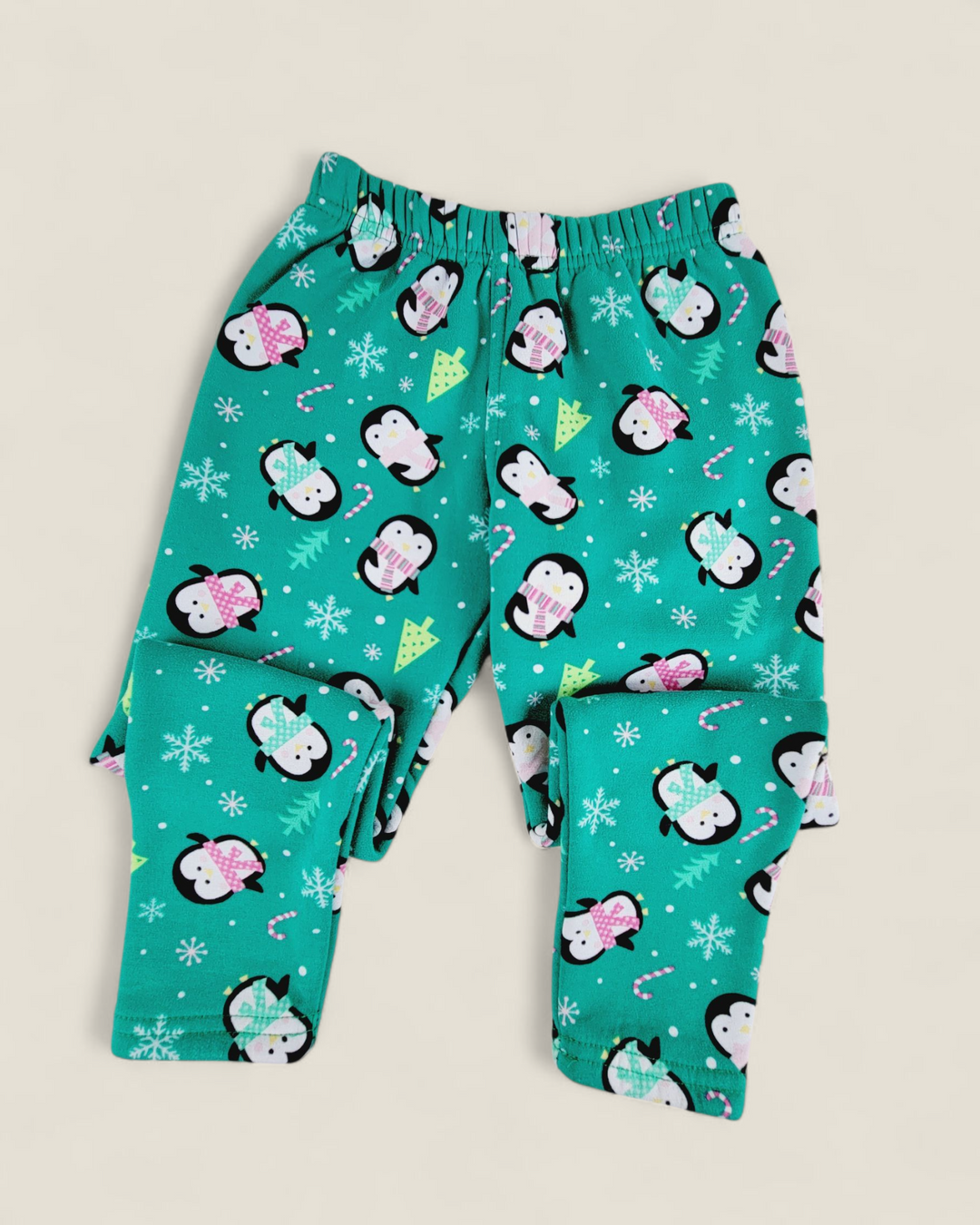 PENGUIN FURRY LINED LEGGINGS APPROX 4-6Y PRE-LOVED