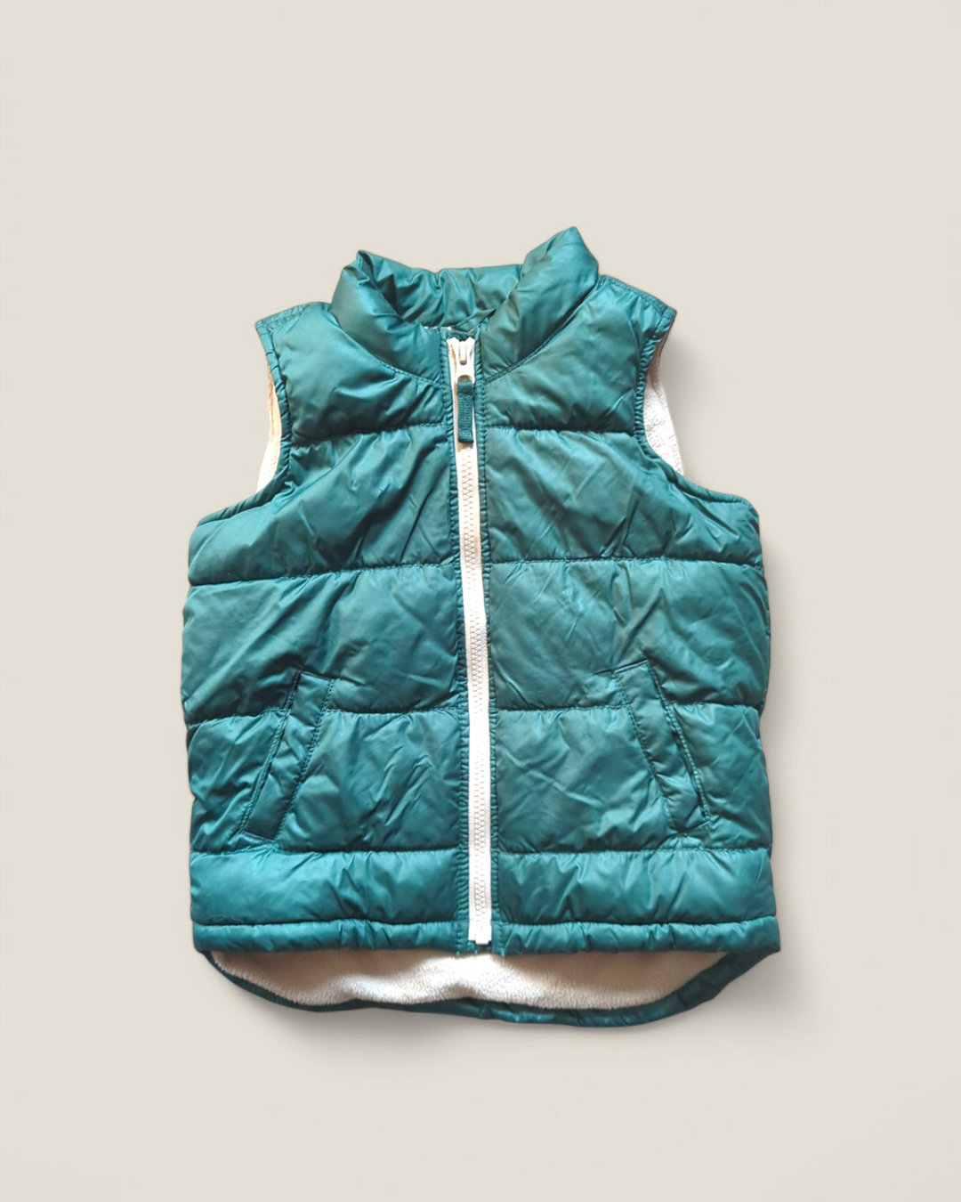 OLD NAVY GREEN FLEECE LINED VEST 5Y PRE-LOVED