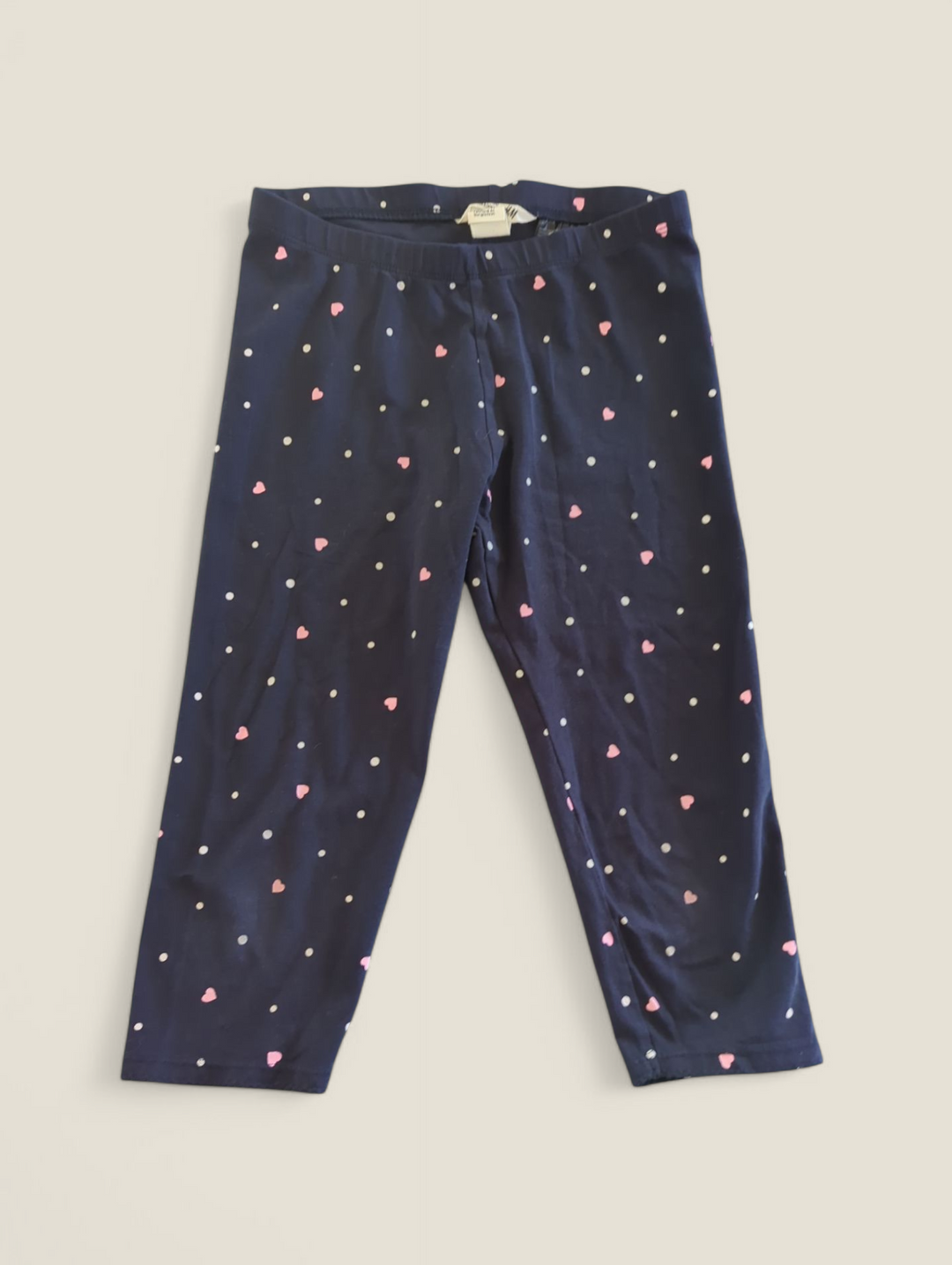 H&M ORGANIC COTTON HEART CAPRI LEGGINGS 8-10Y PRE-LOVED