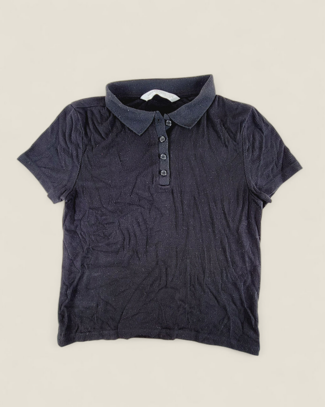 URBAN KIDS BLACK COLLARED TEE 14-16Y PRE-LOVED