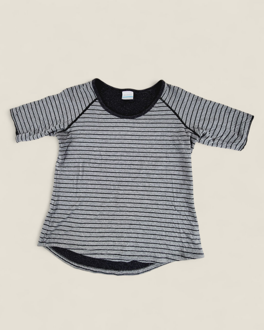 COLUMBIA GREY STRIPED TOP LADIES LARGE PRE-LOVED